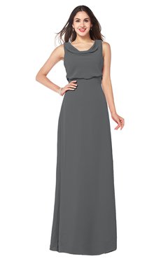 ColsBM Willow Grey Classic A-line Jewel Sleeveless Zipper Draped Plus Size Bridesmaid Dresses