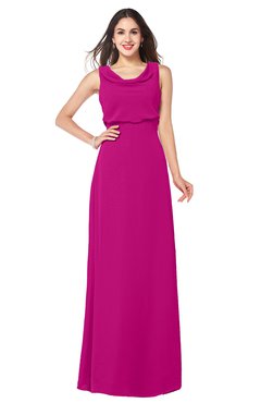 ColsBM Willow Hot Pink Classic A-line Jewel Sleeveless Zipper Draped Plus Size Bridesmaid Dresses