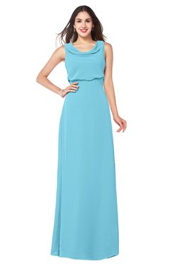 ColsBM Willow Light Blue Classic A-line Jewel Sleeveless Zipper Draped Plus Size Bridesmaid Dresses