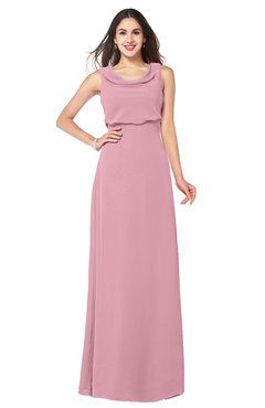 ColsBM Willow Light Coral Classic A-line Jewel Sleeveless Zipper Draped Plus Size Bridesmaid Dresses