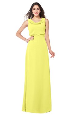 ColsBM Willow Pale Yellow Classic A-line Jewel Sleeveless Zipper Draped Plus Size Bridesmaid Dresses