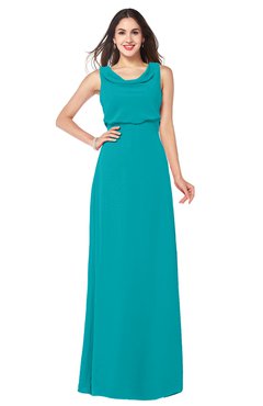 ColsBM Willow Peacock Blue Classic A-line Jewel Sleeveless Zipper Draped Plus Size Bridesmaid Dresses