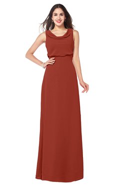 ColsBM Willow Rust Classic A-line Jewel Sleeveless Zipper Draped Plus Size Bridesmaid Dresses