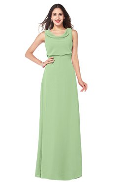 ColsBM Willow Sage Green Classic A-line Jewel Sleeveless Zipper Draped Plus Size Bridesmaid Dresses