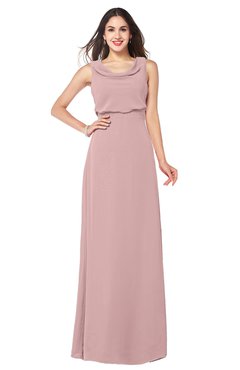 ColsBM Willow Silver Pink Classic A-line Jewel Sleeveless Zipper Draped Plus Size Bridesmaid Dresses
