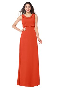 ColsBM Willow Tangerine Tango Classic A-line Jewel Sleeveless Zipper Draped Plus Size Bridesmaid Dresses