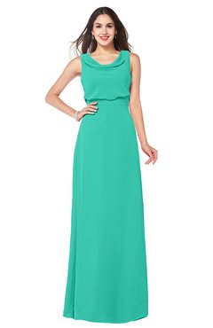 ColsBM Willow Viridian Green Classic A-line Jewel Sleeveless Zipper Draped Plus Size Bridesmaid Dresses