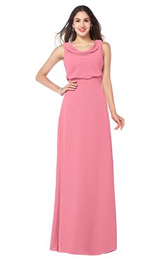 ColsBM Willow Watermelon Classic A-line Jewel Sleeveless Zipper Draped Plus Size Bridesmaid Dresses