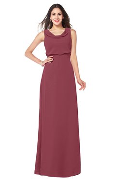 ColsBM Willow Wine Classic A-line Jewel Sleeveless Zipper Draped Plus Size Bridesmaid Dresses