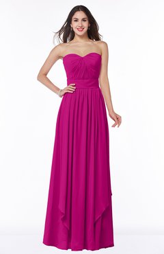 ColsBM Kerry Hot Pink Modern Sleeveless Zip up Floor Length Ruching Plus Size Bridesmaid Dresses