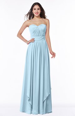 ColsBM Kerry Ice Blue Modern Sleeveless Zip up Floor Length Ruching Plus Size Bridesmaid Dresses