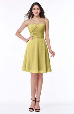 ColsBM Galilea Misted Yellow Casual A-line Sweetheart Zipper Chiffon Short Plus Size Bridesmaid Dresses
