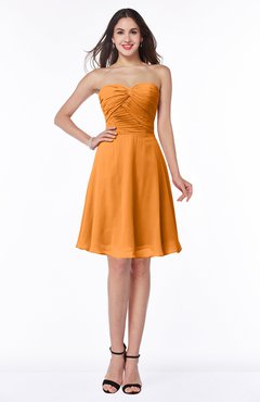 ColsBM Galilea Orange Casual A-line Sweetheart Zipper Chiffon Short Plus Size Bridesmaid Dresses