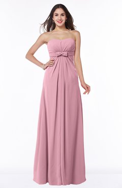 ColsBM Aaliyah Light Coral Elegant Strapless Sleeveless Half Backless Chiffon Floor Length Plus Size Bridesmaid Dresses