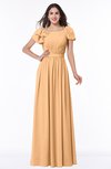 ColsBM Thalia Apricot Mature A-line Zipper Chiffon Floor Length Plus Size Bridesmaid Dresses