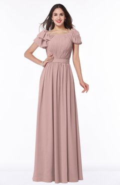 ColsBM Thalia Blush Pink Mature A-line Zipper Chiffon Floor Length Plus Size Bridesmaid Dresses