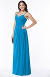 ColsBM Kaitlyn Cornflower Blue Cinderella A-line Sleeveless Chiffon Floor Length Ruching Plus Size Bridesmaid Dresses