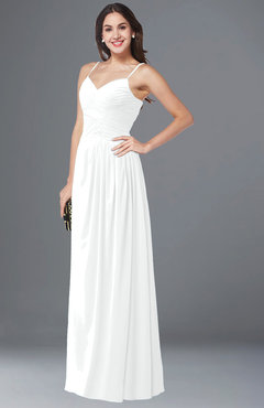 ColsBM Kaitlyn White Cinderella A-line Sleeveless Chiffon Floor Length Ruching Plus Size Bridesmaid Dresses