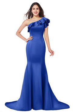 ColsBM Abigail Dazzling Blue Elegant Fishtail Sleeveless Zip up Satin Ruffles Bridesmaid Dresses