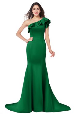 ColsBM Abigail Green Elegant Fishtail Sleeveless Zip up Satin Ruffles Bridesmaid Dresses