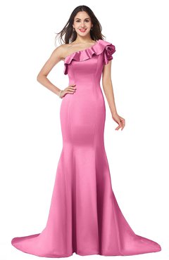 ColsBM Abigail Rose Pink Elegant Fishtail Sleeveless Zip up Satin Ruffles Bridesmaid Dresses