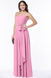 ColsBM Dahlia Pink Sexy A-line Zip up Chiffon Floor Length Sash Plus Size Bridesmaid Dresses