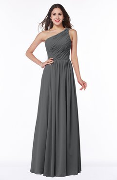 ColsBM Nancy Grey Sexy A-line Sleeveless Zip up Chiffon Ruching Plus Size Bridesmaid Dresses