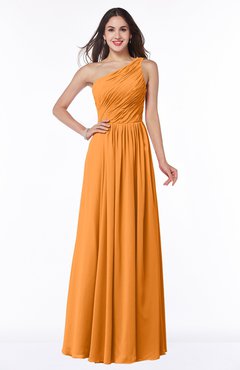 ColsBM Nancy Orange Sexy A-line Sleeveless Zip up Chiffon Ruching Plus Size Bridesmaid Dresses