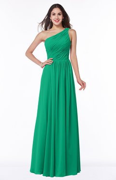 ColsBM Nancy Sea Green Sexy A-line Sleeveless Zip up Chiffon Ruching Plus Size Bridesmaid Dresses