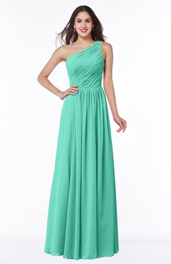 ColsBM Nancy Seafoam Green Sexy A-line Sleeveless Zip up Chiffon Ruching Plus Size Bridesmaid Dresses