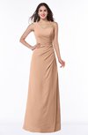ColsBM Shayla Almost Apricot Sexy A-line One Shoulder Sleeveless Chiffon Floor Length Plus Size Bridesmaid Dresses