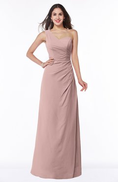 ColsBM Shayla Blush Pink Sexy A-line One Shoulder Sleeveless Chiffon Floor Length Plus Size Bridesmaid Dresses
