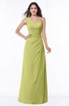ColsBM Shayla Linden Green Sexy A-line One Shoulder Sleeveless Chiffon Floor Length Plus Size Bridesmaid Dresses