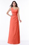 ColsBM Shayla Living Coral Sexy A-line One Shoulder Sleeveless Chiffon Floor Length Plus Size Bridesmaid Dresses