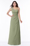 ColsBM Shayla Moss Green Sexy A-line One Shoulder Sleeveless Chiffon Floor Length Plus Size Bridesmaid Dresses
