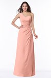 ColsBM Shayla Peach Sexy A-line One Shoulder Sleeveless Chiffon Floor Length Plus Size Bridesmaid Dresses