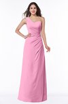 ColsBM Shayla Pink Sexy A-line One Shoulder Sleeveless Chiffon Floor Length Plus Size Bridesmaid Dresses