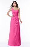 ColsBM Shayla Rose Pink Sexy A-line One Shoulder Sleeveless Chiffon Floor Length Plus Size Bridesmaid Dresses