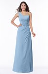 ColsBM Shayla Sky Blue Sexy A-line One Shoulder Sleeveless Chiffon Floor Length Plus Size Bridesmaid Dresses