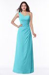 ColsBM Shayla Turquoise Sexy A-line One Shoulder Sleeveless Chiffon Floor Length Plus Size Bridesmaid Dresses