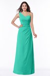 ColsBM Shayla Viridian Green Sexy A-line One Shoulder Sleeveless Chiffon Floor Length Plus Size Bridesmaid Dresses