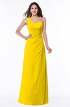 ColsBM Shayla Yellow Sexy A-line One Shoulder Sleeveless Chiffon Floor Length Plus Size Bridesmaid Dresses