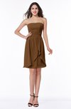 ColsBM Kinslee Brown Glamorous A-line Sleeveless Zipper Chiffon Knee Length Plus Size Bridesmaid Dresses
