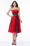 ColsBM Renata Red Simple A-line Strapless Sleeveless Zip up Sash Plus Size Bridesmaid Dresses
