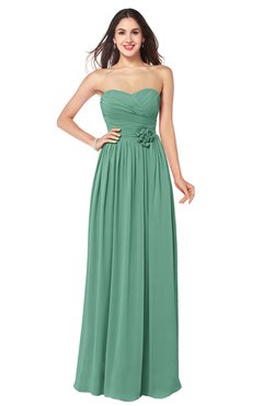 ColsBM Sunny Beryl Green Romantic Sweetheart Sleeveless Floor Length Ruching Bridesmaid Dresses