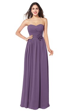 ColsBM Sunny Chinese Violet Romantic Sweetheart Sleeveless Floor Length Ruching Bridesmaid Dresses