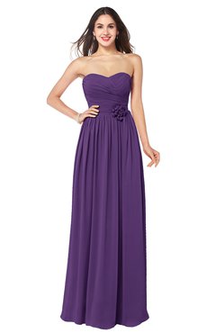 ColsBM Sunny Dark Purple Romantic Sweetheart Sleeveless Floor Length Ruching Bridesmaid Dresses