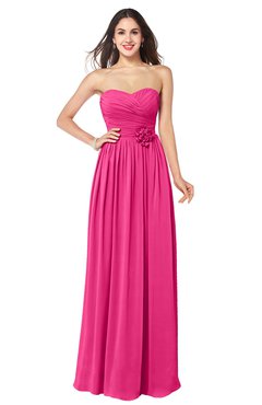 ColsBM Sunny Fandango Pink Romantic Sweetheart Sleeveless Floor Length Ruching Bridesmaid Dresses