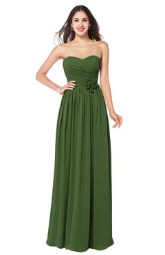 ColsBM Sunny Garden Green Romantic Sweetheart Sleeveless Floor Length Ruching Bridesmaid Dresses