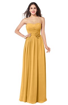 ColsBM Sunny Golden Cream Romantic Sweetheart Sleeveless Floor Length Ruching Bridesmaid Dresses